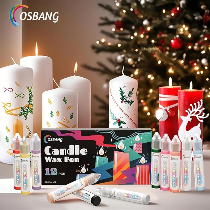 Candle Wax Pen, 12 Vibrant Colors Candle Wax Pen Set, Beginner-Friendly for Festival, Birthday Decorating, Blessing Writing & More DIY Crafts(30ml/1oz*12)