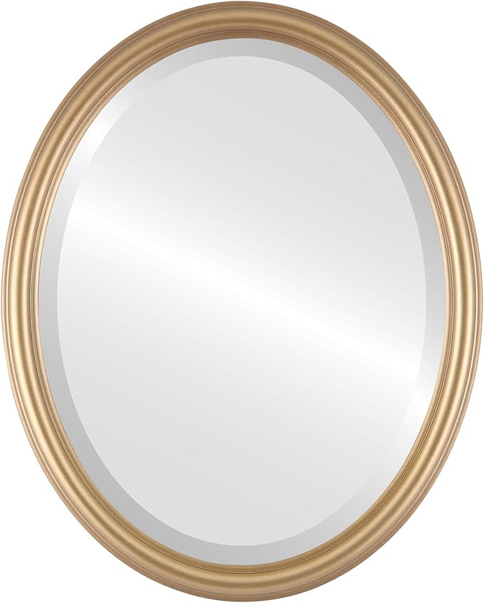 OVALCREST Oval Beveled Wall Mirror for Home Decor - Saratoga Style - Desert Gold - 20x26 Outside Dimensions