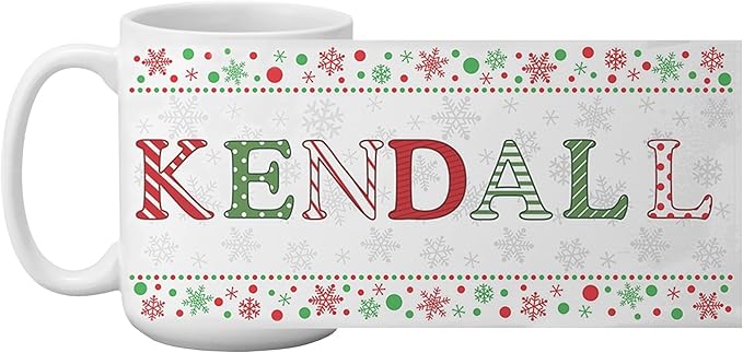Let's Make Memories Personalized Mug - Festive Ceramic Coffee Mug for Christmas - Stocking Stuffer For Family, Friends, Neighbors - Microwave and Dishwasher Safe - Festive Name - Light - 15 oz.
