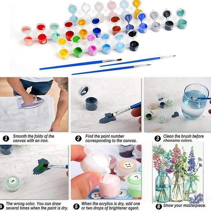 CSZPPQAF Paint by Numbers Kit for Adults Beginner, Flower Paint by Number Kits on Canvas, DIY Easy Acrylic Watercolor Oil Painting by Numbers for Home Wall Decor 16X20inch
