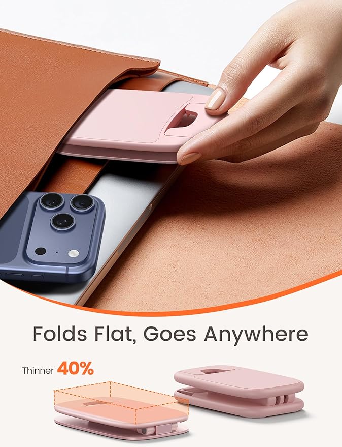 Lamicall Ultra-Thin Pink Phone Holder - Stocking Stuffers for Teens Girls Boys Adults Women Men, Gifts for Christmas, Rose Gold Pink Cell Phone Holder, Office Decor for Women, for iPhone, 4-8'' Phone