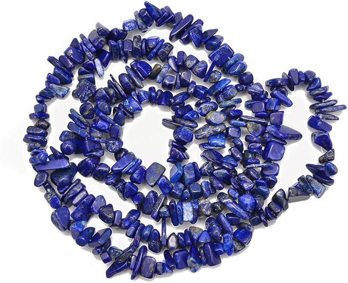 Gemstone Chips Natural Blue Lapis Lazuli 3-5mm Healing Crystals Waist Bracelets Necklace Kit Irregular Stone DIY Crafts Design Jewelry Making Approxi 32 inch