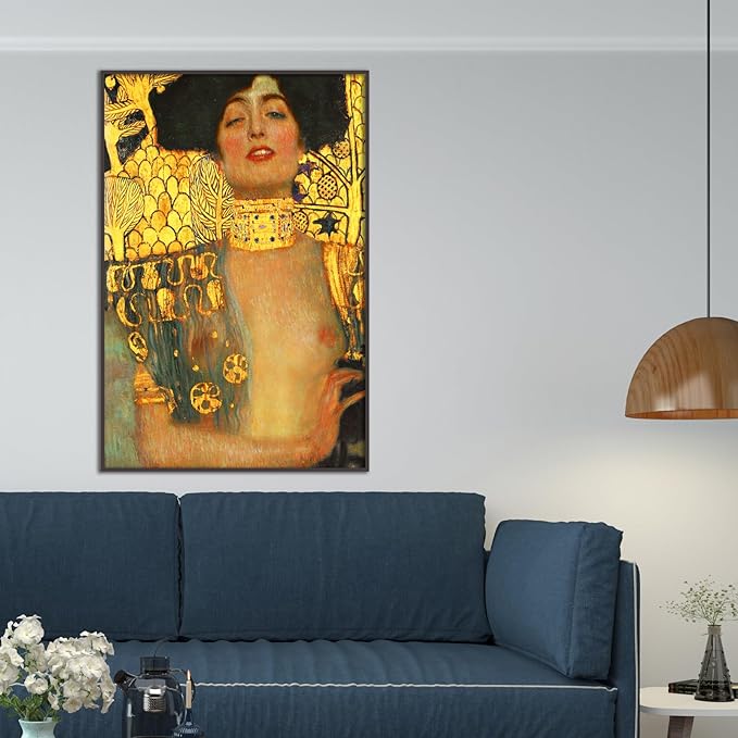 OKRA Gustav Klimt Canvas Wall Art Judith Portrait Poster Vintage Poster Master Painting Print Modern Home Decor Suitable for Bedroom Living Room Office Wall Decor Unframed(8x12in/20x30cm)