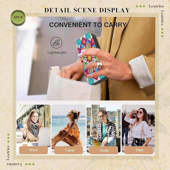 Leatrice 6pcs 5d Diamond Art Kits for Adults Small Diamond Painting Kit Eyeglass Case Hard Shell Gem Art Paint by Diamonds Dots DIY for Beginner Women