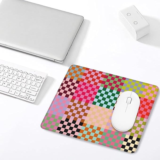 Mouse Pad, Retro Colored Checkered Mouse Pads for Desk,Waterproof Anti-Slip Rubber Gaming Mouse pad with Stitched Edges for Gaming Office Laptop Computer Men Women
