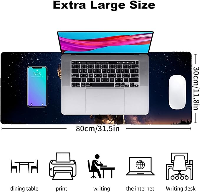 Dinosaur Gaming Mouse Pad, Office Desk Mat, Anti-Slip Rubber Base Cool Aesthetic Mouse Pads for Computer Laptop Keyboard School Home Desktop Gamer Home Accessories Decor 31.5" x 11.8"