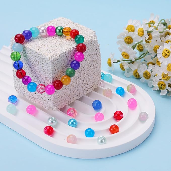 XSEINO About 3800PCS 8mm Glass Beads Bracelet Making Set, 208 Assorted Colors Crystal Glass Beads for Making and DIY Crafts