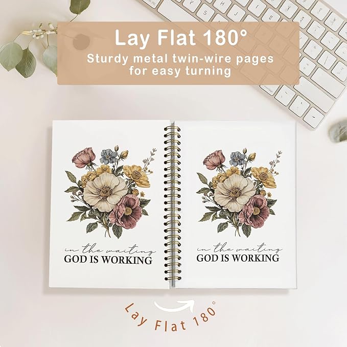 Bible Journal for Women,Bible Journal,Prayer Bible Supplies Journal,God is Working Vintage Floral Church Notes Notebook,Bible Study Journal for Women,Spiral Faith Notebook for Bible Notes & Prayer A5 5.5x8.3"