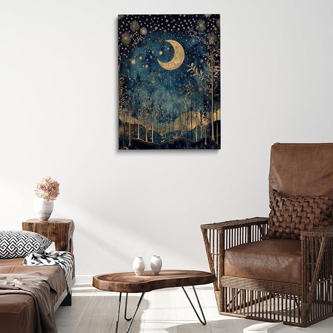 William Morris Moon & Stars Wall Art,William Morris Exhibition Print,William Morris Poster,Vintage Wall Art,Textiles Art,Vintage Poster for Home Office Bedroom Living Room 20x30in Unframed poster