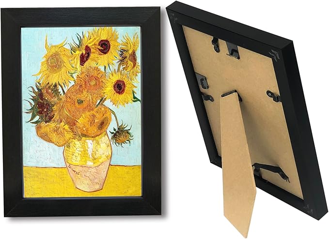 5X7 Picture Frame Set of 6 with Real Glass for Pictures 4x6 with Mat or 5x7 Without Mat, Wall or Tabletop Gallery Photo Frames in Black
