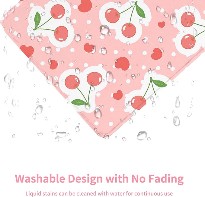 Seorsok Square Cute Funny Mouse Pad,Office Home Personalized Mouse Mat Design,Waterproof Mousepad,Non-Slip Rubber Base Computer Mouse Pads for Wireless Mouse,Pink Cherries and Hearts