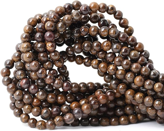 60PCS 6mm Natural Bronzite Gemstone Round Loose Beads for Jewelry Making DIY Handmade 1 Strand 15"