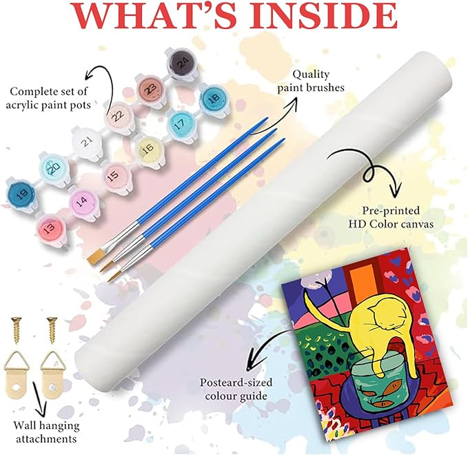 Paint by Numbers Kit for Adults Beginners,Abstract Catfish Frameless Beginner DIY Acrylic Watercolor Oil Painting,Animal Digital Painting for Home Wall Decoration and Gifts (16x20 inches)
