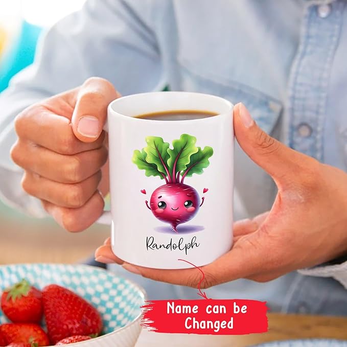 Personalized Beet Lover Coffee Cup Gifts, Veggie Teacup, Custom Vegetable Ceramic Mug With Name, Cute Beet Mug Gifts For Kids, Gardener Travel Mug, Customized Beet White Porcelain Cup 11oz 15oz