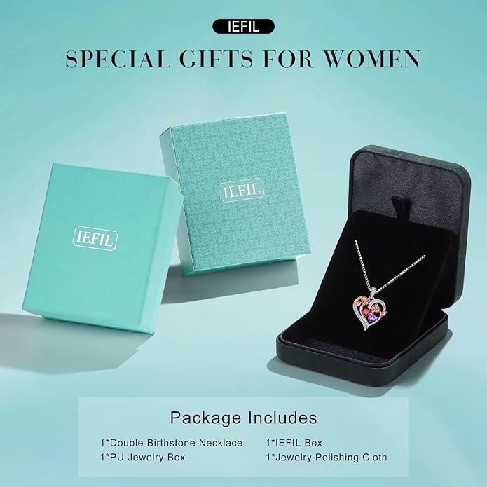 Iefil Christmas Gifts for Women Wife - 925 Sterling Silver Rose Heart Necklace, Stocking Stuffers for Women, Anniversary Birthday Gifts for Wife Girlfriend Mom