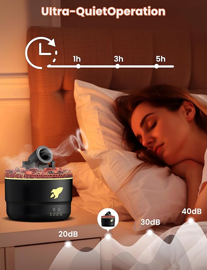 Cannon Blast Aroma Humidifier, Cannon Blast Turret Humidifier Silent Diffuser with Colorful LED Lights, Waterless Auto Shut, Vapor Aromatherapy Humidifier for Home Office Bedroom (Black)