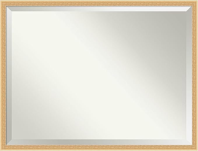 Amanti Art Gold Wall Mirror 32x42 Bethany Gold Rectangle Bathroom Mirror for Wall Decor Living Room, X-Large Traditional Wood Frame, Hangs Horizonally and Vertically, Bathroom Decor, Beveled Edge
