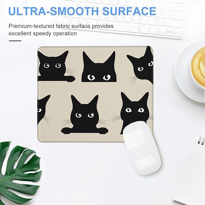 Mouse Pad, Cute Funny Black Cats Mouse Pads for Desk,Waterproof Anti-Slip Rubber Gaming Mouse pad with Stitched Edges for Gaming Office Laptop Computer Men Women