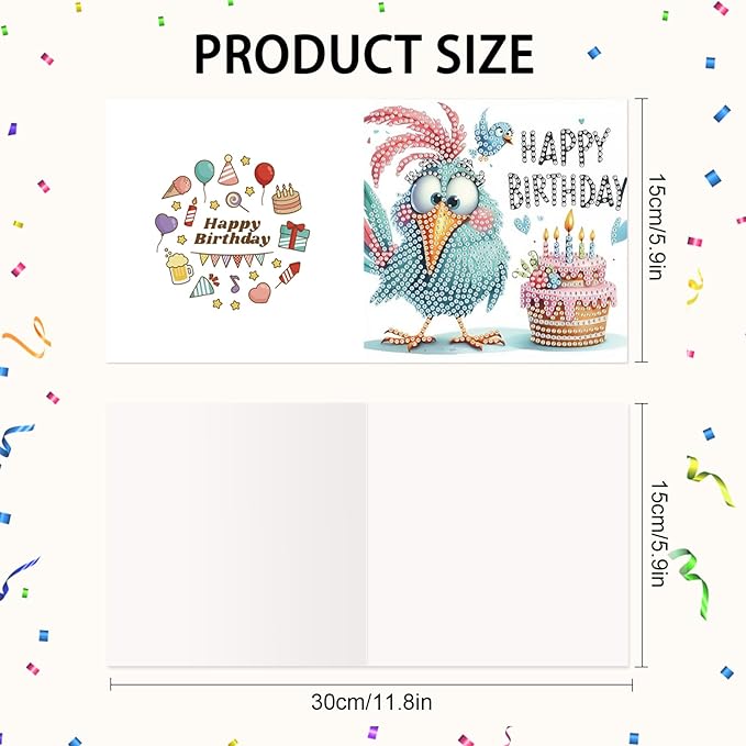 6-Pack Pets Birthday Diamond Painting Greeting Card Kits, Special Shaped Diamonds Painting, DIY Handcraft for Relatives and Friends with Wishes,Unique Design Crafting for Birthday Cards