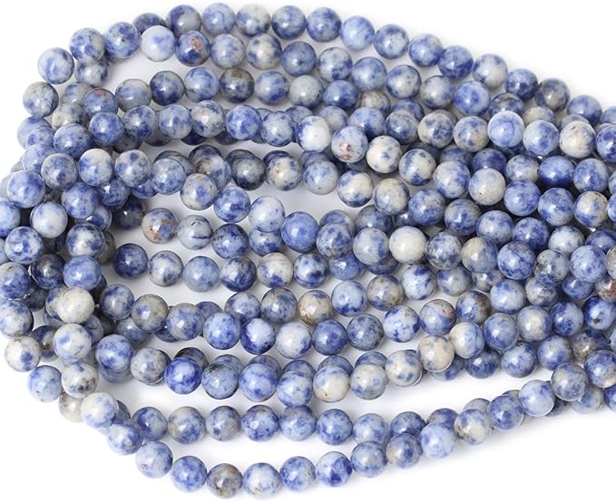 45PCS 8mm Natural Blue White Sodalite Gemstone Round Loose Beads for Jewelry Making 1 Strand 15"