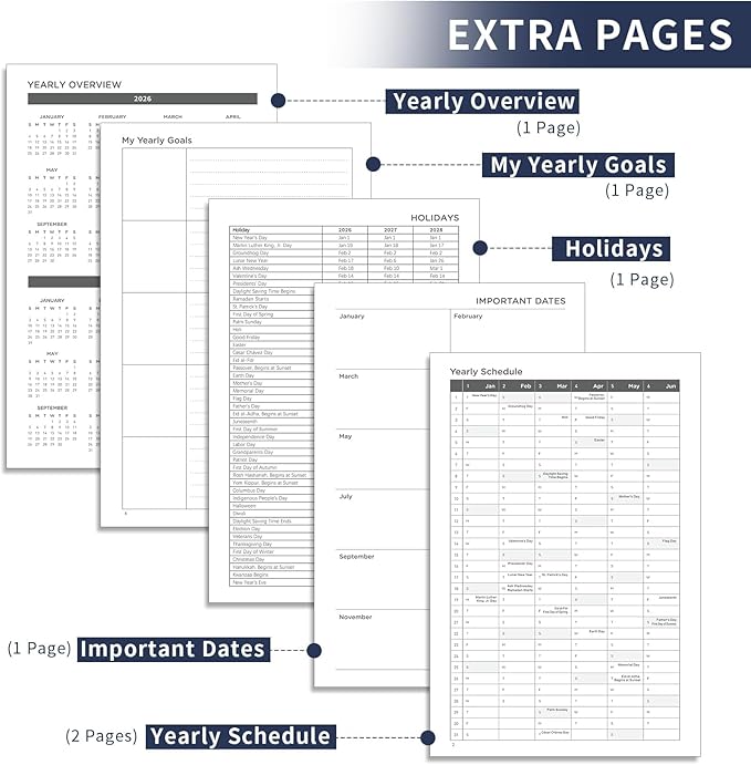 AHGXG 2026 Planner, Weekly and Monthly, Jan 2026 - Dec 2026, 12 Months, 2026 Calendar Planner Book with Tabs for Men Women School Home Office Supplies, A5 (6" X 8.38"), Blue