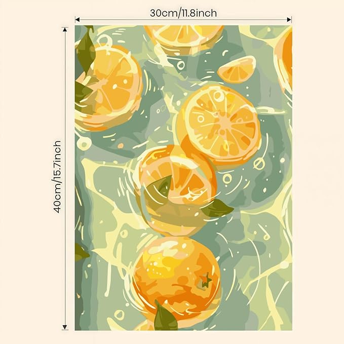 CSZPPQAF Paint by Numbers Kit for Adults Beginner, Fruit Lemon Paint by Number Kits on Canvas, DIY Easy Acrylic Watercolor Oil Painting by Numbers for Home Wall Decor 12X16inch