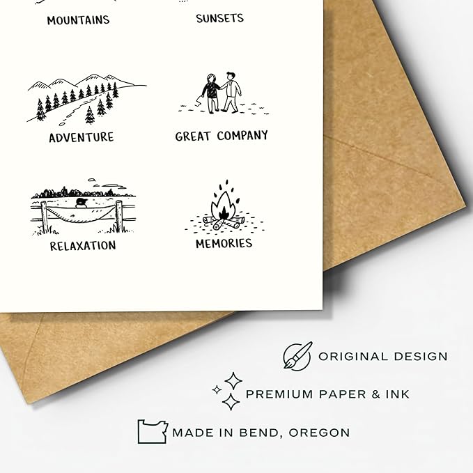 (5.3x8in) Hope Your Year Is Filled With Adventure New Year Card with Envelope, Minimalist Black and White Line Art Greeting, Inspirational Holiday Card for Friends, Family, Coworkers (Xmas 39)