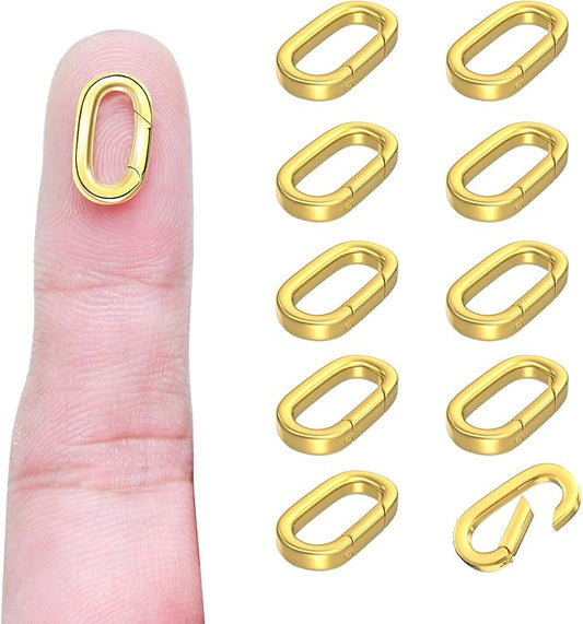 OHINGLT 10Pcs Carabiner Clip Pendant Clasps – 18K Gold Necklace Clasp and Closures, Bracelet Charm Connector for Women