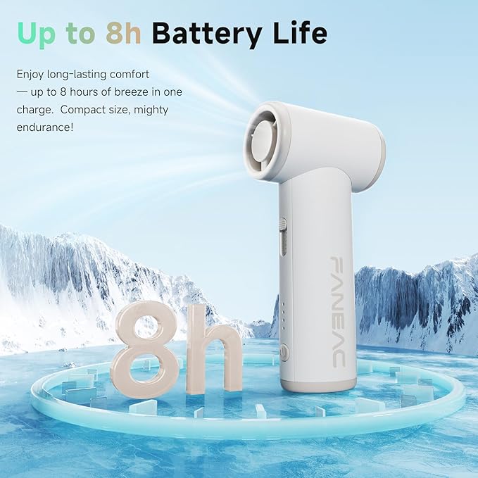 Mini Handheld Portable Fan - Brushless Motor, Ultra Slim, Stepless Control, Rechargeable 2500mAh Battery Up to 8 Hours, Pocket Electric Fan for Outdoor Travel & Office (Breeze White)