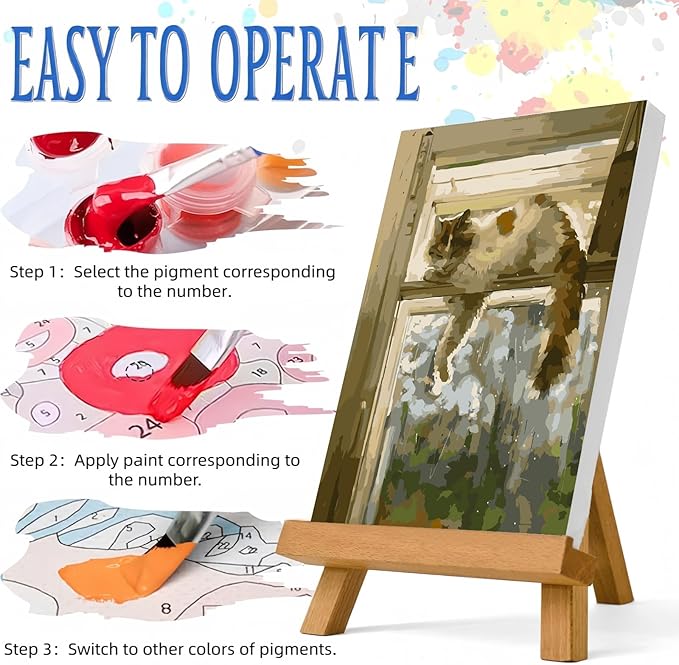 Paint by Numbers Kit for Adults Beginner,Sleeping Cat Easy Paint by Number Kits Canvas Without Framed,Lazy Cat DIY Acrylic Oil Painting Adults Paint by Numbers Kits for Home Wall Decor 16x20 Inch