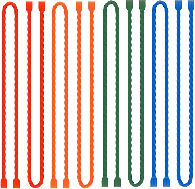 8PCS Silicone Cable Ties 18-Inch Reusable Twist Ties Steel-Core Cord Tie Straps Bendable Organizer All Purpose for Indoor Outdoor Bundling Holding Securing and Wrapping Cables (4 Colors)