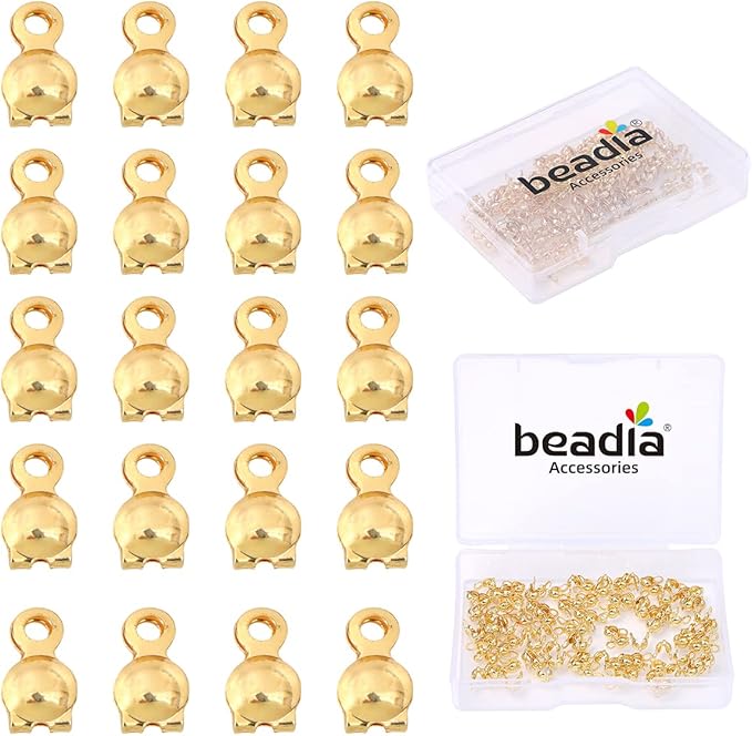 14K Gold Plated End Caps Non Tarnish 3x6mm 200pcs for Jewelry Making Findings