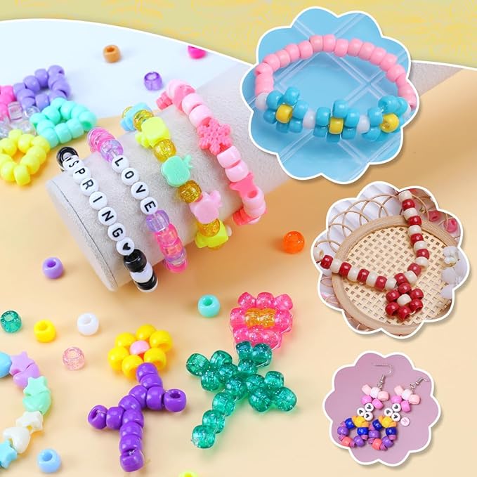 IOOLEEM Pony Beads (18 Colors, 3200pcs), Beading Kits for Bracelet, Beads for Friendship Bracelets & Jewelry Making, Easy Storage.