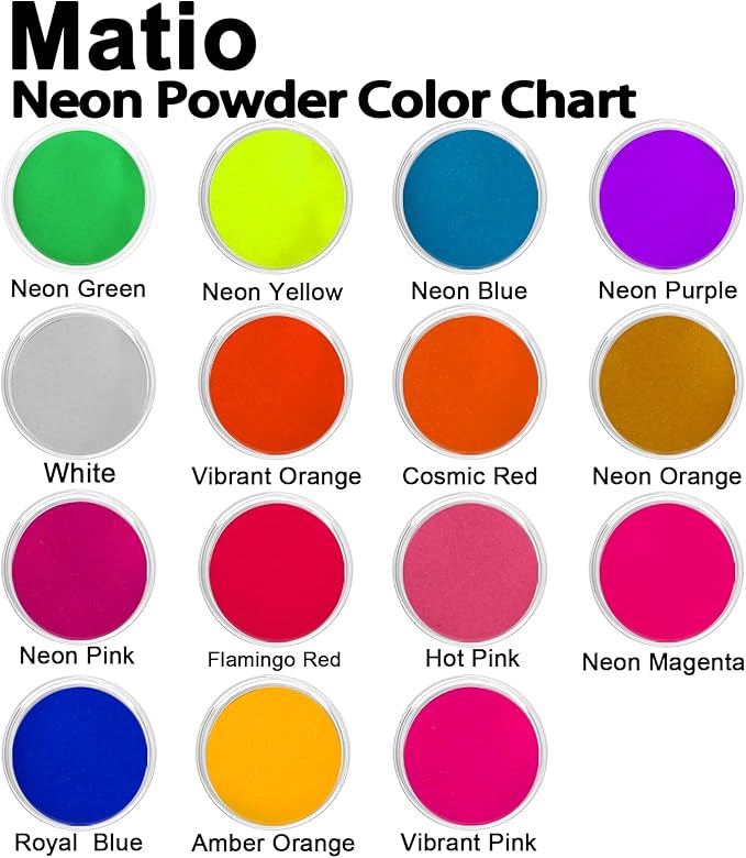 Matio Neon Pigment Powder, 1.8oz/ 50g Neon Purple Highly Fluorescent Nail Powder Iridescent Mica Pigment for Epoxy Resin,Soap Making, Candle Dye,Bath Bomb,Nails,Tumblers,Slime,Painting,DIY Craft