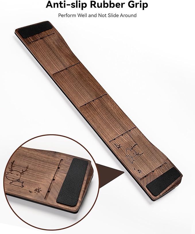 Keyboard Wrist Rest, Ergonomic Wooden Wrist Rest Memory Foam Wrist Pad with PU Leather, Non-Slip and Easy-to-Clean Design, Wrist Support for Mechanical Keyboard, Gaming & Office Use (Dark Brown Wood)