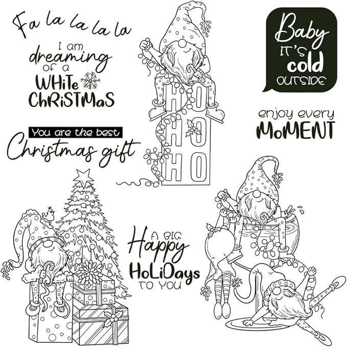 Santa Box Christmas Tree Stamps and Cutting Dies for Card Making DIY Transparent Silicone Clear Stamp and Metal Die Cuts Sets for Scrapbooking Paper Greeting Cards Decor Seals Craft Supplies