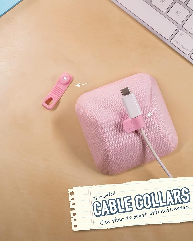 Smartish® Magnetic Cord Holder - Cable Wrangler Organizer with Magnet Clips for Charger Management on Desktop, Nightstand, or Side Table for All Cables, USB-C, Lightning Cables - I'm Blushing