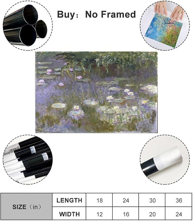 CFIOZYOS 40+ Monet Famous Print Posters Water Lilies by Claude Monet Impressionism Canvas Art Poster And Wall Art Picture Print Modern Family Bedroom Decor Posters Unframe 20×30inch(50×75cm)