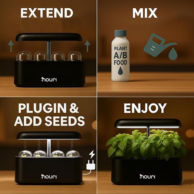 Nouri 7 Pod Smart Garden for Home Cooks | w/Heirloom Tomato | Hydroponics Growing System | LED Grow Lights | Indoor Herb Garden Kit | Herb Growing Kit Indoors for Plant Lovers, Gardeners, Kitchen