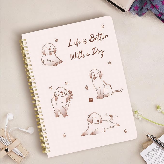 Cute Spiral Notebook journal A4 Aesthetic Pretty Design for Women Girls Kawaii with Pocket, 8.5 x 11 inch, Graph, Better Dog
