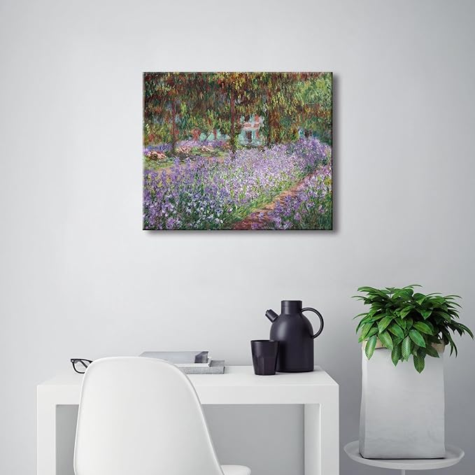 Wieco Art Canvas Print Wall Art Irises in Monet's Garden,1900 by Claude Monet Impressionism Art Print Picture Artwork for Living Room Bedroom Home Kitchen Decorations