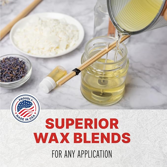 Blended Waxes, Inc. Soy Paraffin Blend Bulk Wax for Candle Making, Single Pour, Easy to Use Pastilles, Odorless & Premium Mix of Paraffin & Soy Wax 10 lbs, White