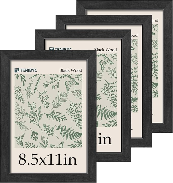 Picture Frame 4 Pack - Solid Wood Poster Photo Frame - Woodgrain Series - Room, Office, Gallery, Studio Display - Wall Hanging