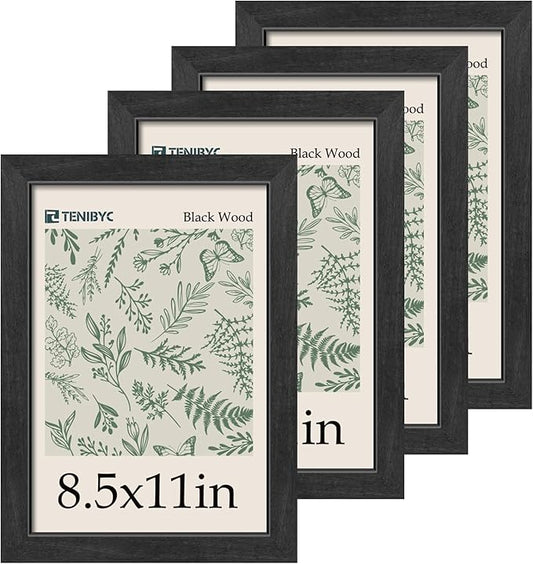 Picture Frame 4 Pack - Solid Wood Poster Photo Frame - Woodgrain Series - Room, Office, Gallery, Studio Display - Wall Hanging