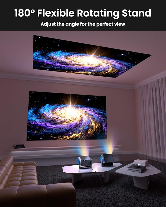 Smart Projector with WiFi and Bluetooth, UCOCARE Mini Portable Projector 4K Supported, Native 1080P Projector, Electric Focus, Auto Keystone, 50% Zoom, Video Home Movie Projector for Phone/PC/TV Stick