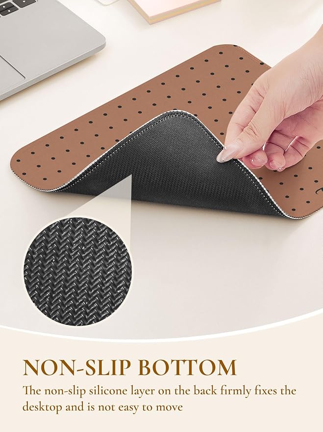 Cute Fashion Polka Dot Mouse Pad, Waterproof Aesthetics Dots Mouse Mat Design,Non-Slip Rubber Base Computer Simple Funny Mousepad,Wave Point Small Mouse Pad Desk Accessories,Brown