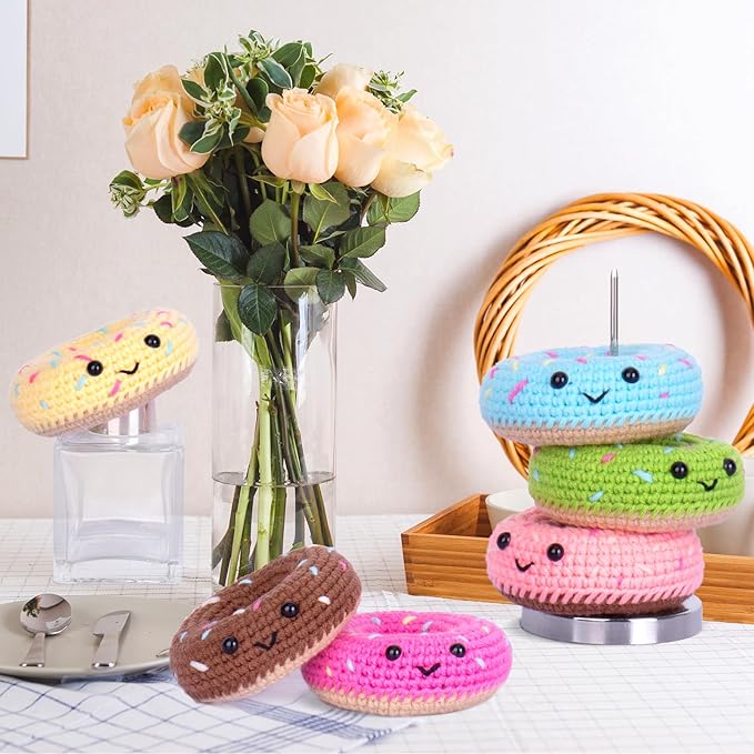 Crochet Kit for Beginners, Beginner Crochet Starter Kit w Step-by-Step Video Tutorials, Learn to Crochet Kits for Adults, DIY Knitting Supplies, 6-Pack Donuts (40%+ Yarn Content)