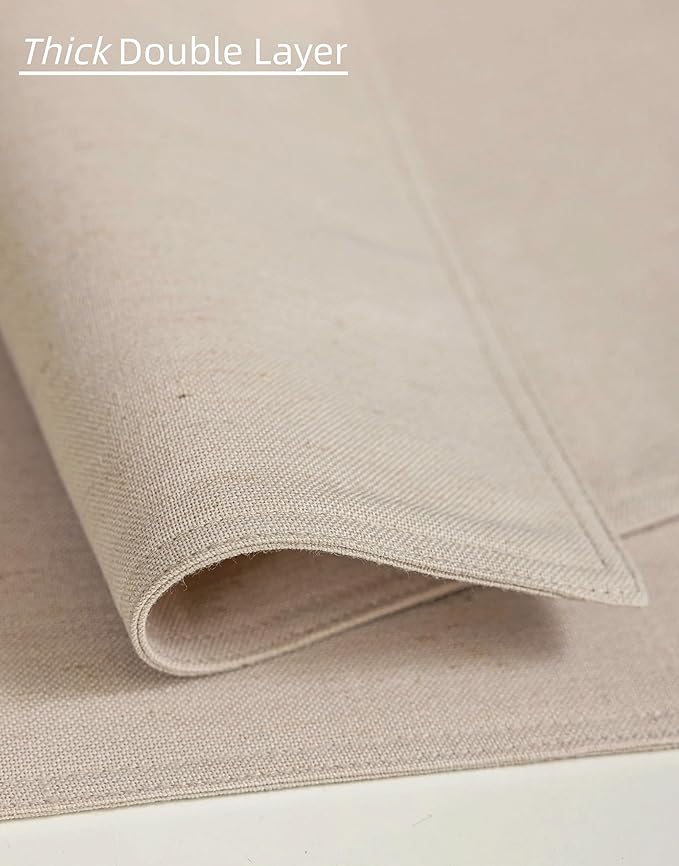 Linen Table Placemats Set of 6 Beige Modern Farmhouse Cloth Dining Table Mats Machine Washable Non Slip Heat Resistant Plate Mats 12x18 Inch