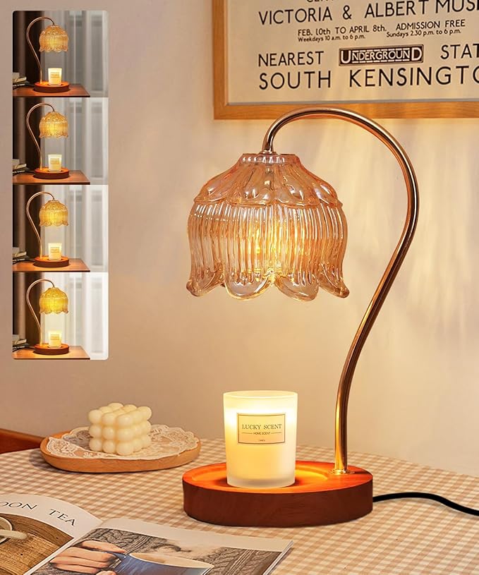 Candle Warmer Lamp Dimmable with Timer- Mothers's Day Gifts for Mom, Fragrance Flower Candle Lamp with 2 *50W Bulbs, Wax Melter Warmer Lamps for Jar Candle, Christmas Halloween House Warming Gifts