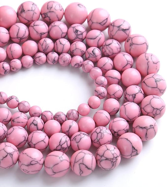 6MM 60PCS Pink Turquoise Spacer Loose Beads for Jewelry Making DIY Bracelet Necklace